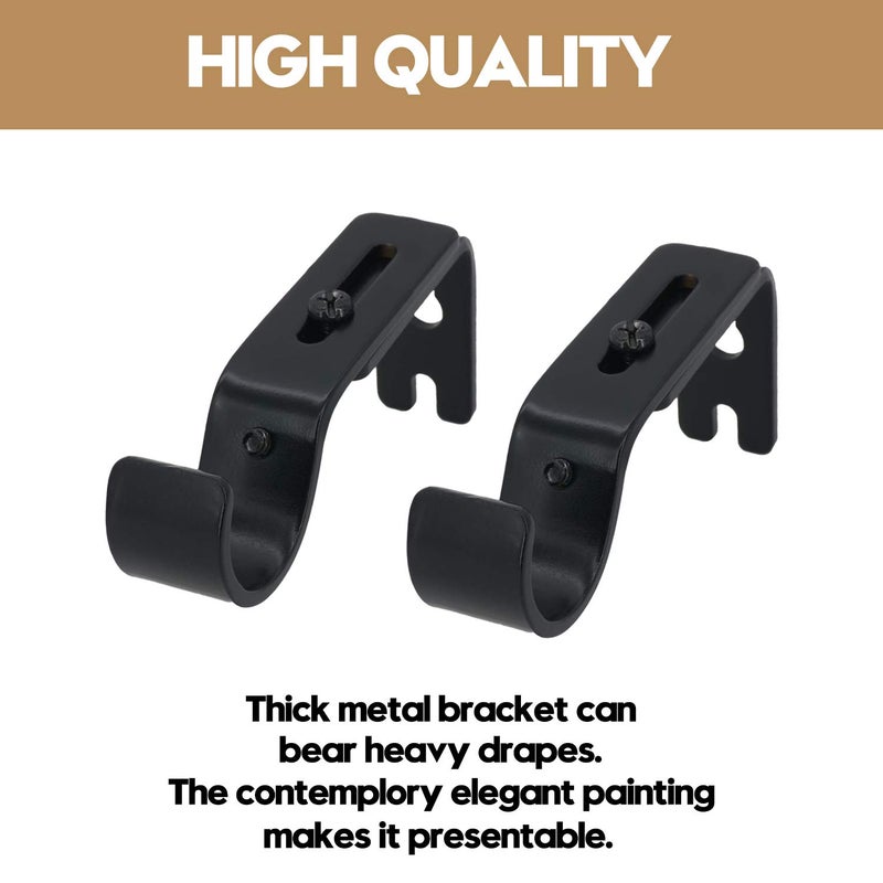 AddGrace Adjustable Curtain Rod Bracket Fits up to 1 inch Curtain Rod Sturdy Premium Brackets for Wall Set of 6 Black - Image 5